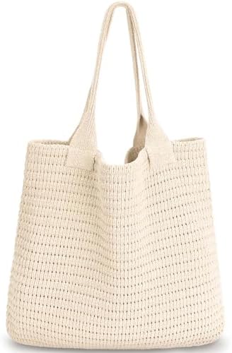 hatisan Crochet Bag for Women, Handmade Knit Beach Tote Bag Summe...