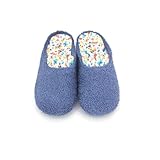 GARZON - Zapatillas de casa de Rizo con elástico Central y Plantilla extraíble de látex 701355 Sintético Mujer Color: Indigo Talla: 38