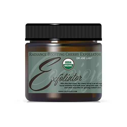 Radiance Boosting Cherry Exfoliator -100% Usda Certified Organic Ingredients - Deep Cleansing Sugar Scrub For Face, Body, Pores, Under Eyes, Lips, Cheeks & More - 4 Oz - Replenish & Restore! #TOP24