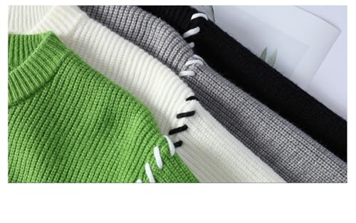 Mens Winter Knit Oversized Sweater Grandpa Striped Sweater Crew Neck Long Sleeve Pullover Jumper4