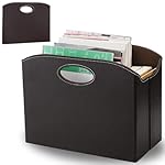PU Leather Magazine File Holder, Foldable Magazine Basket with Handles, Stable Magazines Rack Floor, Document File Folder Organizer Box, Books Newspaper Storage Bin for Office Home School