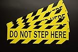 Do Not Step Here Stickers Vinyl Decals (4 Pack) 10' X 3' Caution Indoor Outdoor (X4PS35)