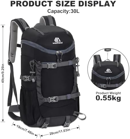jianyana Hiking Backpack Waterproof 30L Foldable Rucksack Durable Lightweight Camping Bag skiing mountain climbing Camping Trekking Hiking Walking Cycling Climbing Outdoor Sports for Women Men(black)