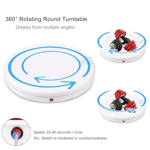 JORIXXY 45cm/18Inch Electric Motorized Rotating Turntable Display Stand, with AC Power Outlet, 100kg/220lbs Load, for Electrical Product Display by JORIXXY - Image 4