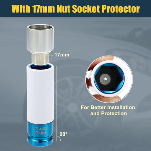 Image of uxcell 1 Set 302 Wheel Lock Lug Nut Anti Theft Lug Nut Screw Removal Socket Key for Mercedes Benz Wheel Lock Key with Protector Nut Socket