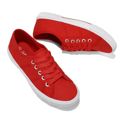 Luffymomo Women's Casual Canvas Shoes Comfortable Low Top Walking Shoes Classic Lightweight Lace-Up Fashion Sneakers3