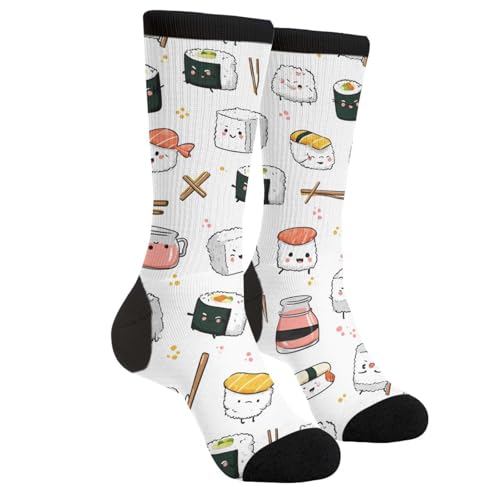 GJLNTRF Funny Sushi Novelty Socks Casual Athletic Crazy Crew Socks For Women Men Gifts