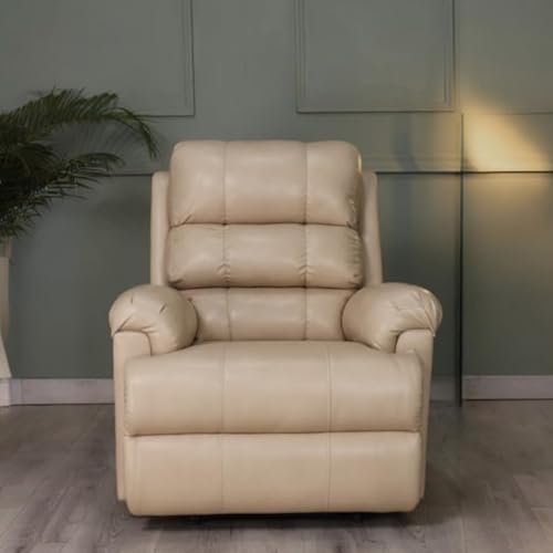 Image of Solis Royale 1 Seater Recliner Sofa Chair | Manual Recliner Lounge Sofa Chairs for Relaxing | Comfortable Cushioned | Living Room Bedroom Home, Office (Amnet - Beige, Amnet - Leatherette)