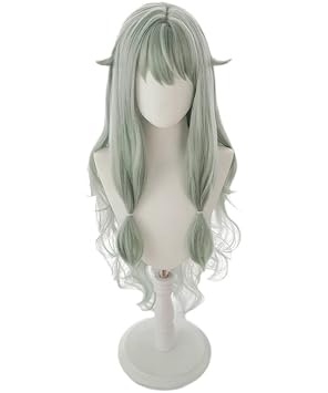 Green Wavy Adult Wig Women Halloween Party Wavy Hair with Bangs