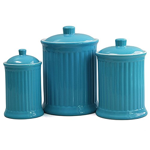 Omniware Simsbury 3 Piece Turquoise Ceramic Canister Set