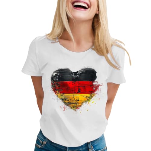Image of Women's Casual Slim Fit Crew Neck Letter Print T-Shirt, White, S