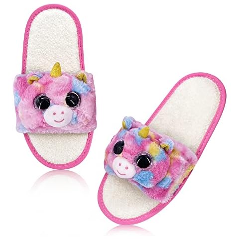 Dream Bridge Girls Unicorn Fluffy Slippers Cover