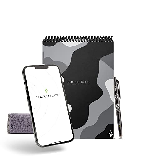 ROCKETBOOK Flip - Executive A5 Size Camo - Smart Infinitely Reusable Notepad - Lined/Dot Grid - Includes Pilot FriXion Pen and Wipe