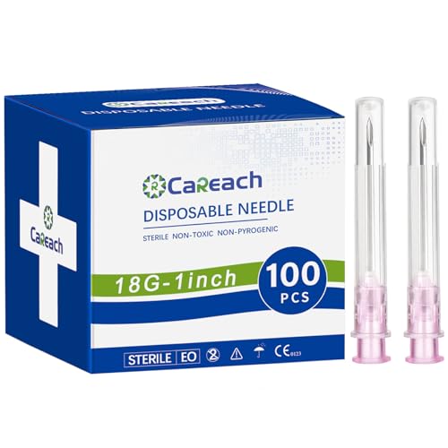Image of 100pcs 18Gauge Needles 1inch Luer Lock for Scientific Lab | Refilling Inks, Individually Wrapped