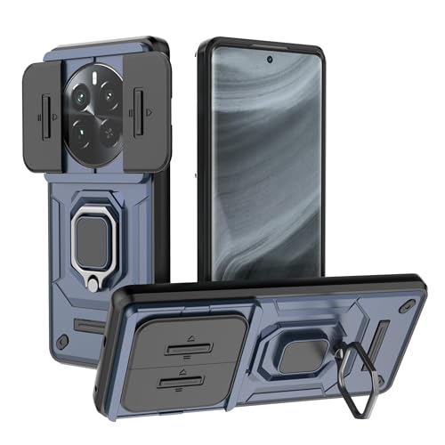 Image of Thermoplastic Polyurethane Camshield Pro Case With Slide Camera Protection And Ring Stand Bumper Back Case Cover For Realme 12 Pro 5G /12 Pro+ 5G /P1 Pro (Blue)