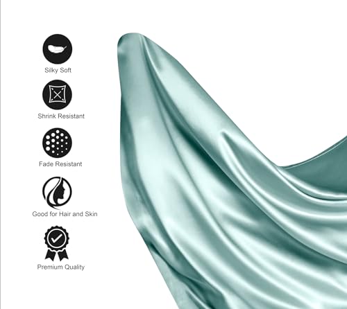 Image of Lanest Housing Silk Satin Sheets, 6-Piece Queen Size Satin Bed Sheet Set with Deep Pockets, Cooling and Soft Sheets Queen - Aqua