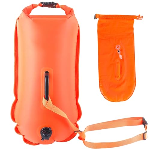 Jorzer Swimming Buoy, Portable Swim Buoy 50L with Adjustable Belt, Waterproof Nylon Dry Bag High Visibility for Safety, Open Water.