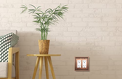 Image of Henne Bery Sunken Pearls Heavdy Duty Decorative Wall Plate Switch Plate Outlet Cover (Double Decorator, Antique Copper)