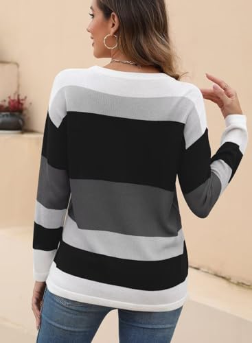 Image of QACOHU Women's Fall Sweater 2025 Crew Neck Long Sleeve Casual Pullover Knitted Sweater Tops