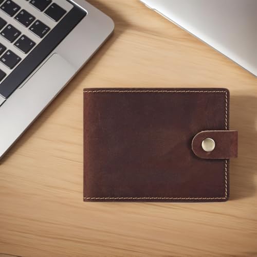 Genuine Leather Wallet for Men Driver's License Cover Retro Light Thin Cowhide Document (Brown)2