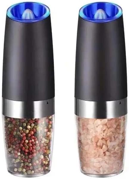 Miniatura 1 de Bercusa Molinillo eléctrico de sal y pimienta por gravedad, juego de 2 molinillos con luz azul