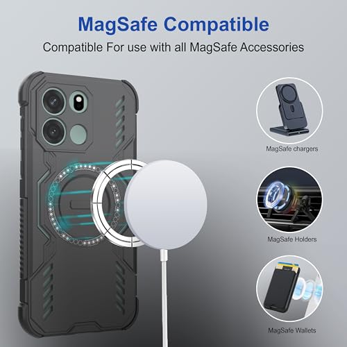 Image of Zapcase Back Case Cover for OnePlus Nord CE 6 | Magnetic Case with Built-in Metal Ring | Supports MagSafe Charger, Wallet & Car Mount | Shockproof Hybrid PC + TPU | Black