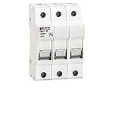 ASI AFB01F3P DIN Rail Mounted Midget Fuse Holder, UL, 3 Pole, 10 x 38 mm, 13/32