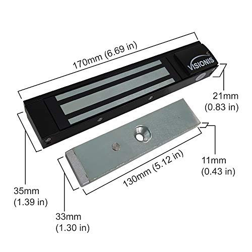 Visionis VS-VISML300LED-BL Indoor 300lbs Black Electromagnetic Lock with LED Sensor for Door Access Control by Visionis - Image 2