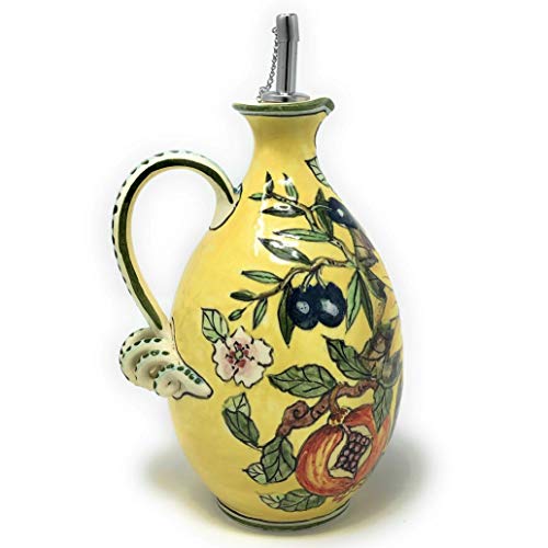Ceramiche D'arte Parrini - Italian Ceramic Art Pottery Oil Cruet Sunflower Yellow Hand Painted Made In Italy Tuscan #TOP2