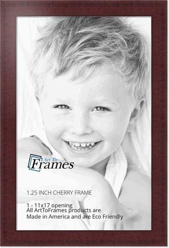 ArtToFrames 11x17 Inch Red Picture Frame, This 1.25" Custom Poster Frame is Cherry Style, for Your Art or Photos - Comes with Regular Glass, WOMBW26-039-11x17