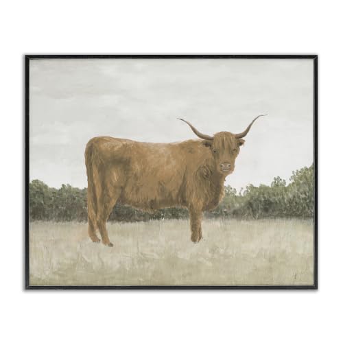 Highland Cattle Farmhouse Landscape, 16 x 20 Inch Framed Giclée Print