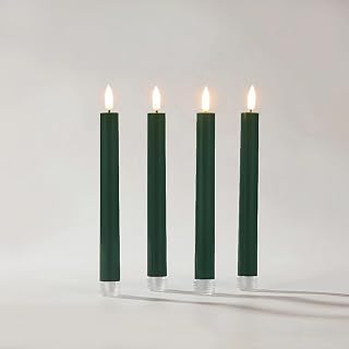 Simplelight Green Flameless Taper Candles with Timer - Battery Operated Advent Wreath Candles, LED Candlesticks, LED Taper Candle Battery Operated H:9.5 Inch (Green)