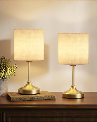 Image of Wireless Lamp, 2-Pack, 8000mAh, Dimmable, Ambient Light, 2700K, Touch Control, Portable, Small, LED, Rechargeable Table, Rechargeable, Cordless, Desk Lamp, Kitchen Lamp, Fabric Shade, for Dining Room