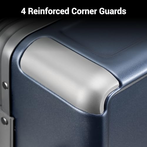 LEVEL8 Zipperless Carry On Luggage for Airplanes with Aluminum Frame, Lightweight Hard Shell Suitcase with Spinner Wheels, Double TSA Locks, 20 Inch, Blue by LEVEL8 - Image 4