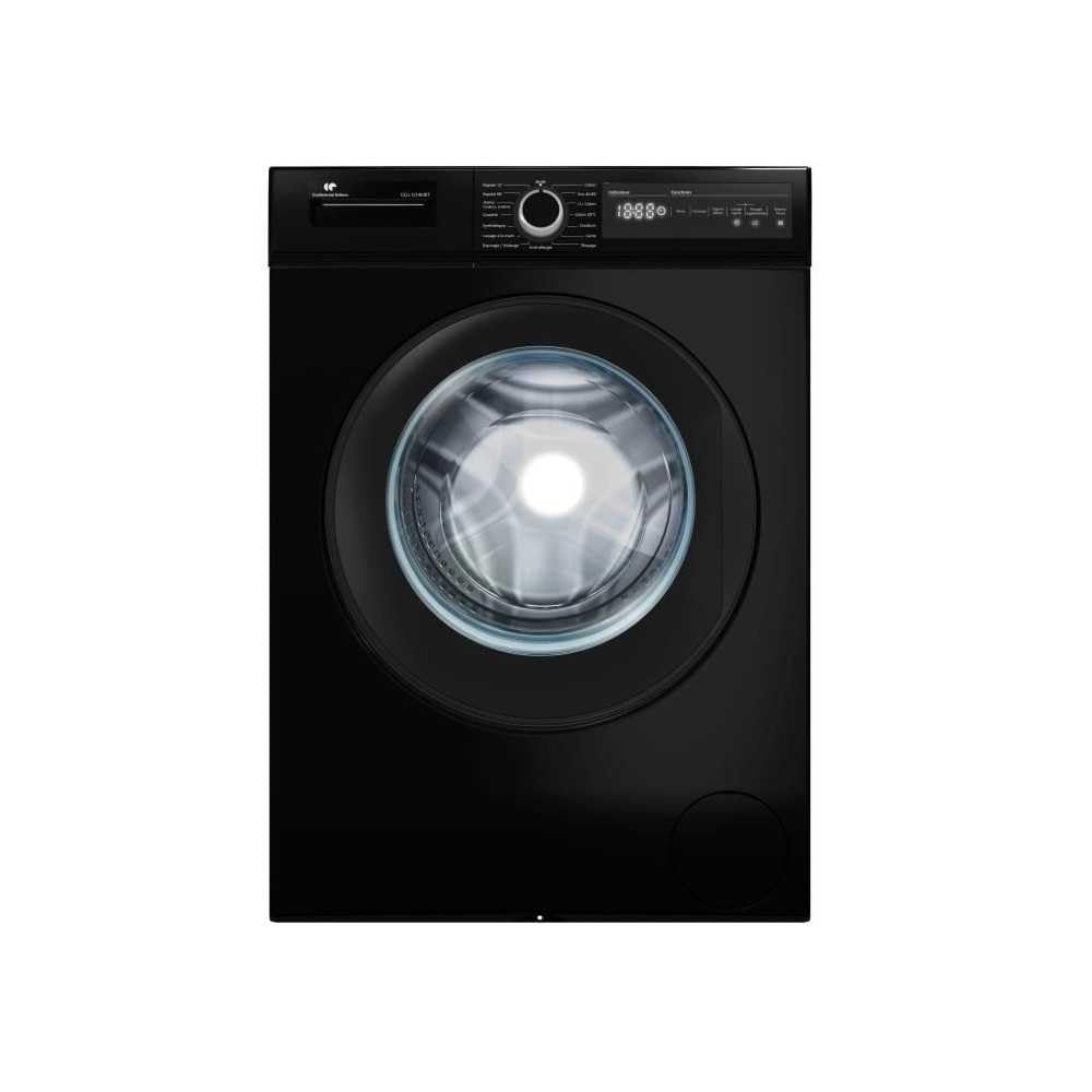 Lave-linge hublot CONTINENTAL EDISON CELL12140IBT - 12 kg - Largeur 59,6 cm - Classe A - 1400 trs/min - moteur induction - noir mat