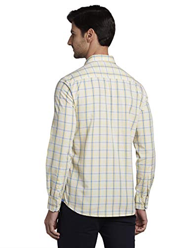 Image of Parx Men's Cotton Blend Checks Pattern Slim Fit Semi Cutaway Collar Full Sleeve Casual Shirt