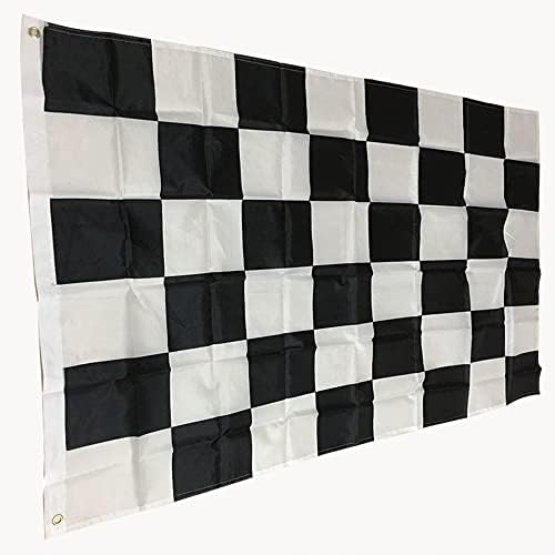 2 Pack Checkered Flags 5ft x 3ft Black and White Racing Flags and Banners Pennant Decoration for Game Parade Sport Events, Festival Party 90 X 150cm with Brass Grommets
