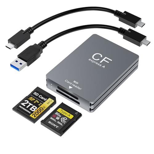 CFexpress Type B Card Reader, Dual-Slot CFexpress Type B & SD Card Reader, USB-C 3.2 Gen 2 10Gbps Aluminum Memory Card Reader for SD UHS-II/UHS-I, Photo & Video Offload