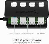 SABRENT Hub USB 3.2 Gen 1 [4 porty], listwa zasilająca USB, rozdzielacz USB, pojedyncze przełączniki ON/OFF i diody LED z zasilaczem, do PS4/PS5, PC, laptopa, pamięci USB (HB-UMP3)