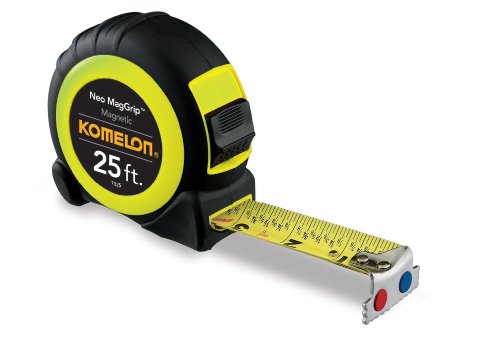 Komelon 7325; 25' x 1" Magnetic Neo MagGrip Tape Measure, Black/Neon