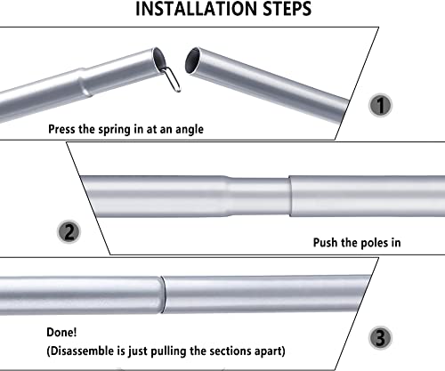 Hasika Camping Tent Pole Repair Kit Including Ropes Stakes Adjustable from 41.3\" to 80.7\" Replacement for Tarp Awning Rainfly 2 Set (8 Sections) - Thumbnail 6