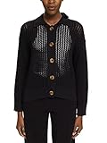 Baumwolle mit Stretchanteil ESPRIT Damen 013EE1I316 Strickjacke, 001/BLACK, M
