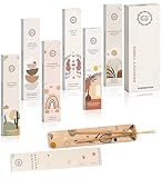 Raajsee Incense Sticks Organic Non Toxic - Pack of 6 Natural Inscents with Insence Holder -120 Sticks, Clean Burn, Boho Gift Set, Palo Santo & Sandalwood, Vanilla Musk, Rose, Green Tea, Lemon Grass