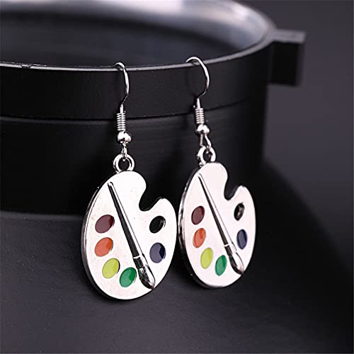 Chunyanan Simulation Artist Paint Brush Earrings Paint Palette Dangle Drop Earrings For Women Girls Colorful Painter Charm Jewelry Gift (Silver Paint Brush Earrings) #TOP7