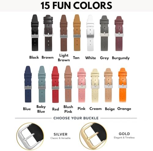 Bandini 18mm Italian Leather Watch Strap Band - Burgundy with Stitching - Classic - Slim - Gold Buckle - 3