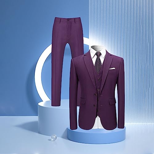 Anzug Herren 3 Teilig Slim Fit - AnzüGe FüR Herren 3 Teilig Modern Baumwolle Freizeit Anzug Set Elegant Hochzeitsanzug Suit Klassische Herrenanzug Regular Jacke Sakko Westen Anzughosen Komplett – Bild 3