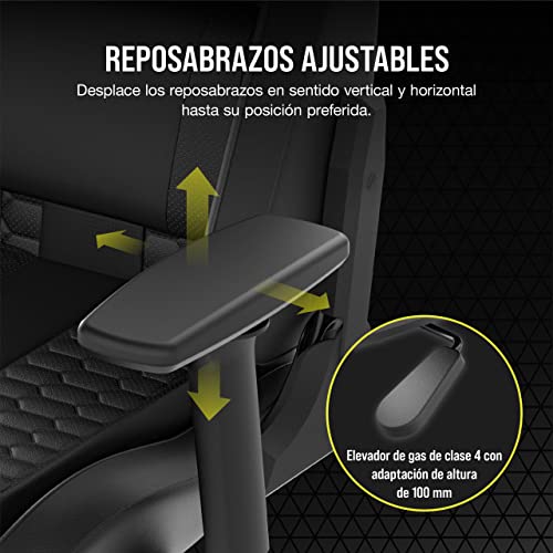 Image of Corsair TC100 Relaxed Gaming Chair - Leatherette - Racing-Inspired Design - Lumbar Pillow - Detachable Memory Foam Neck Pillow - Adjustable Seat Height - Adjustable Armrests - Black