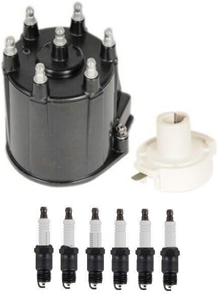 Replacement Distributor Rotor Cap and Spark Plugs Kit for Pontiac Chevy GMC Safari V6 Mechanics Choice for Chevrolet