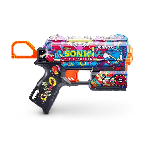 X-Shot Skins Flux - Sonic Robotnik (2 Pack + 16 Darts) by ZURU, X-Shot, Easy Reload, Air Pocket Dart Technology, Toy Foam Dart Blaster for Kids, Teens, and Adults, Frustration Free Packaging