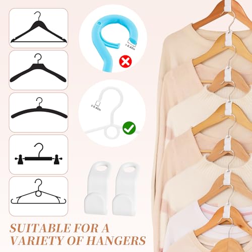 OAKENCREST 50 Stück Platzsparende Kleiderbügel, Kleiderbügel Verbindungshaken aus Kunststoff, Kleiderbügel Haken Platzsparend Kleiderbügelverbinder für Kleiderschrank Organizer (Weiß)